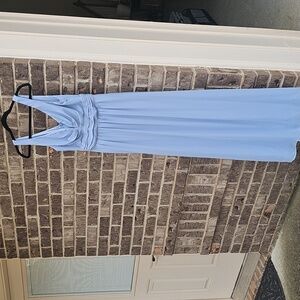 Lulus V-Neck Chiffon A-line Maxi Gown in light blue Size Large